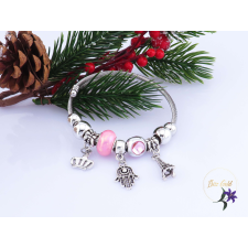  Zséda antiallergén pandóra stilusú rózsaszín charm karkötő-ródium karkötő