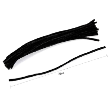  Zsenilia drót, fekete. Hossza 30 cm, átmérője: 6 mm dekorációs kellék