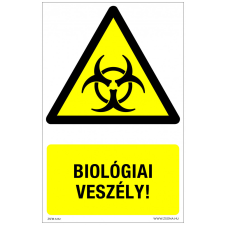ZSONA DEKOR Biológiai veszély! Műanyag tábla 160x100 mm v712 információs címke