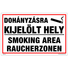 ZSONA DEKOR Dohányzásra kijelölt hely Öntapadós matrica 160x250 mm információs címke