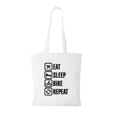 ZSONA DEKOR Eat sleep bike repeat - Bevásárló táska fehér