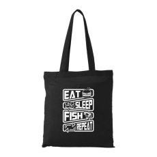 ZSONA DEKOR Eat sleep fish repeat - Bevásárló táska fekete