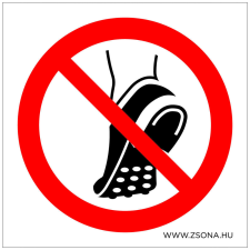 ZSONA DEKOR Fémszemcsés lábbelit viselni tilos! Öntapadós matrica 100x100 mm információs címke