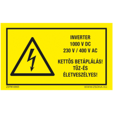 ZSONA DEKOR Inverter 1000 V DC Öntapadós matrica 160x100 mm információs címke