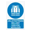 ZSONA DEKOR Jólláthatósági mellény viselése kötelező! Műanyag tábla 100x160 mm