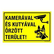 ZSONA DEKOR Kamerával és kutyával őrzött terület! Műanyag tábla 160x100 mm információs címke
