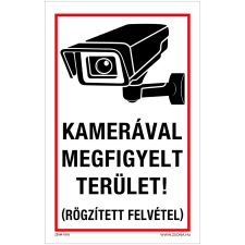 ZSONA DEKOR Kamerával megfigyelt terület! Műanyag tábla 160x100 mm információs címke