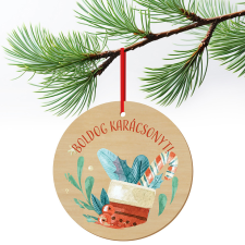 ZSONA DEKOR Karácsonyfa dísz fából nyomtatva Mikulás zsák ajándéktárgy