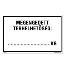 ZSONA DEKOR Megengedett terhelhetőség Öntapadós matrica 160x100 mm információs címke