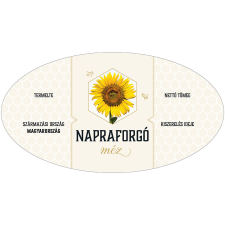 ZSONA DEKOR Napraforgóméz ovális alakú öntapadós mézes cimke 6 db/csomag dekorációs kellék