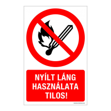 ZSONA DEKOR Nyílt láng használata tilos! Alumínium tábla 160x250 mm információs címke
