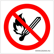 ZSONA DEKOR Nyílt láng használata tilos! Öntapadós matrica 100x100 mm információs címke
