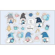 ZSONA DEKOR Öntapadós karácsonyi-kék manó matrica csomag matrica