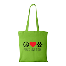 ZSONA DEKOR Peace love and dog - Bevásárló táska zöld