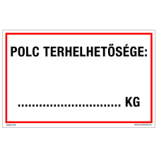 ZSONA DEKOR Polc terhelhetősége Öntapadós matrica 160x100 mm információs címke