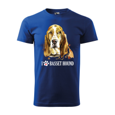 ZSONA DEKOR Póló Basset hound mintával - Kék L méretben egyedi ajándék