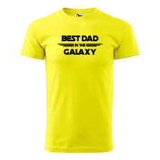 ZSONA DEKOR Póló Best dad in the galaxy mintával - Sárga L méretben egyedi ajándék