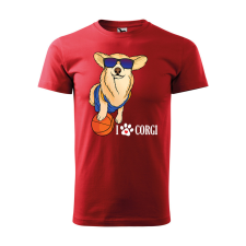 ZSONA DEKOR Póló Corgi mintával - Piros XL méretben v2 egyedi ajándék
