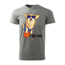ZSONA DEKOR Póló Corgi mintával - Szürke XL méretben v2 egyedi ajándék