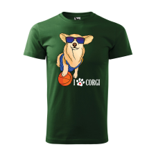 ZSONA DEKOR Póló Corgi mintával - Zöld L méretben v2 egyedi ajándék
