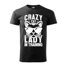 ZSONA DEKOR Póló Crazy cat mintával - Fekete L méretben egyedi ajándék