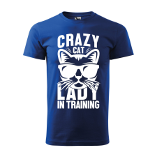 ZSONA DEKOR Póló Crazy cat mintával - Kék M méretben egyedi ajándék
