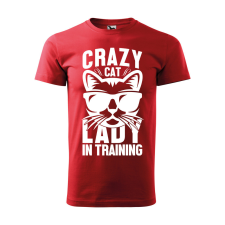 ZSONA DEKOR Póló Crazy cat mintával - Piros L méretben egyedi ajándék