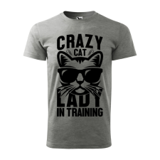 ZSONA DEKOR Póló Crazy cat mintával - Szürke M méretben egyedi ajándék