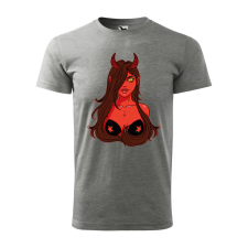 ZSONA DEKOR Póló Démon lány mintával - Szürke XXXL méretben egyedi ajándék