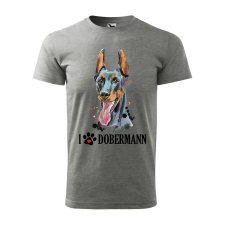 ZSONA DEKOR Póló Dobermann mintával - Szürke M méretben v2 egyedi ajándék