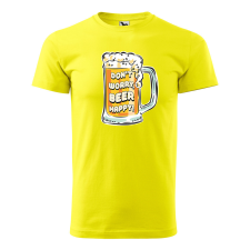 ZSONA DEKOR Póló Dont worry, beer happy mintával - Sárga XL méretben egyedi ajándék