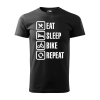 ZSONA DEKOR Póló Eat sleep bike repeat mintával - Fekete S méretben