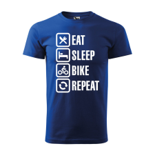 ZSONA DEKOR Póló Eat sleep bike repeat mintával - Kék L méretben egyedi ajándék