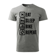 ZSONA DEKOR Póló Eat sleep bike repeat mintával - Szürke S méretben egyedi ajándék