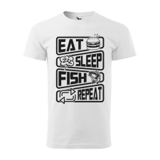 ZSONA DEKOR Póló Eat sleep fish repeat mintával - Fehér XXL méretben egyedi ajándék