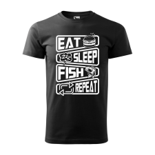 ZSONA DEKOR Póló Eat sleep fish repeat mintával - Fekete XL méretben egyedi ajándék