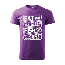 ZSONA DEKOR Póló Eat sleep fish repeat mintával - Lila M méretben egyedi ajándék