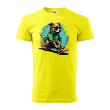 ZSONA DEKOR Póló Gördeszkázó kutya mintával - Sárga S méretben ajándéktárgy