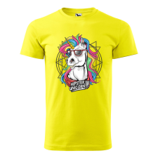 ZSONA DEKOR Póló Hipster unicorn mintával - Sárga XL méretben egyedi ajándék