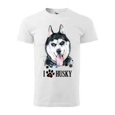 ZSONA DEKOR Póló Husky mintával - Fehér L méretben v2 egyedi ajándék