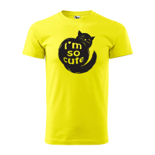 ZSONA DEKOR Póló I am so cute cat mintával - Sárga S méretben egyedi ajándék