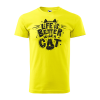 ZSONA DEKOR Póló Life is better with a cat mintával - Sárga XXL méretben