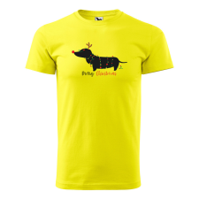 ZSONA DEKOR Póló Merry Christmas tacskó mintával - Sárga M méretben egyedi ajándék