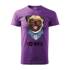 ZSONA DEKOR Póló Mopsz mintával - Lila L méretben v2 egyedi ajándék