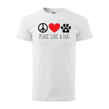 ZSONA DEKOR Póló Peace love and dog mintával - Fehér XXL méretben egyedi ajándék