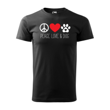 ZSONA DEKOR Póló Peace love and dog mintával - Fekete M méretben egyedi ajándék