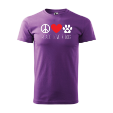 ZSONA DEKOR Póló Peace love and dog mintával - Lila L méretben egyedi ajándék