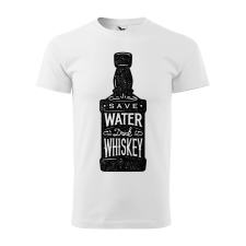 ZSONA DEKOR Póló Save water drink whiskey mintával - Fehér L méretben egyedi ajándék