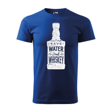 ZSONA DEKOR Póló Save water drink whiskey mintával - Kék XXL méretben egyedi ajándék