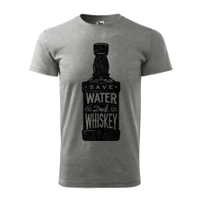 ZSONA DEKOR Póló Save water drink whiskey mintával - Szürke M méretben egyedi ajándék